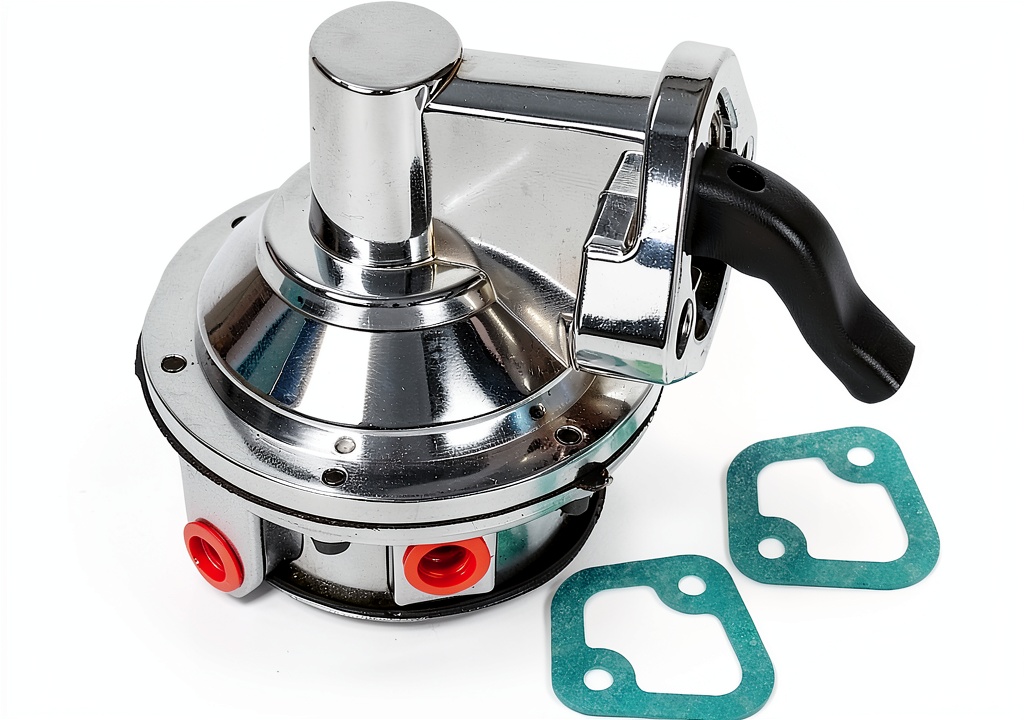 Wangtney fuel pump installed in a Chevrolet engine bay