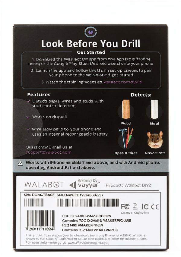 WALABOT DIY 2 Wall Scanner Stud Finder for Android & iOS – 4in Depth-4